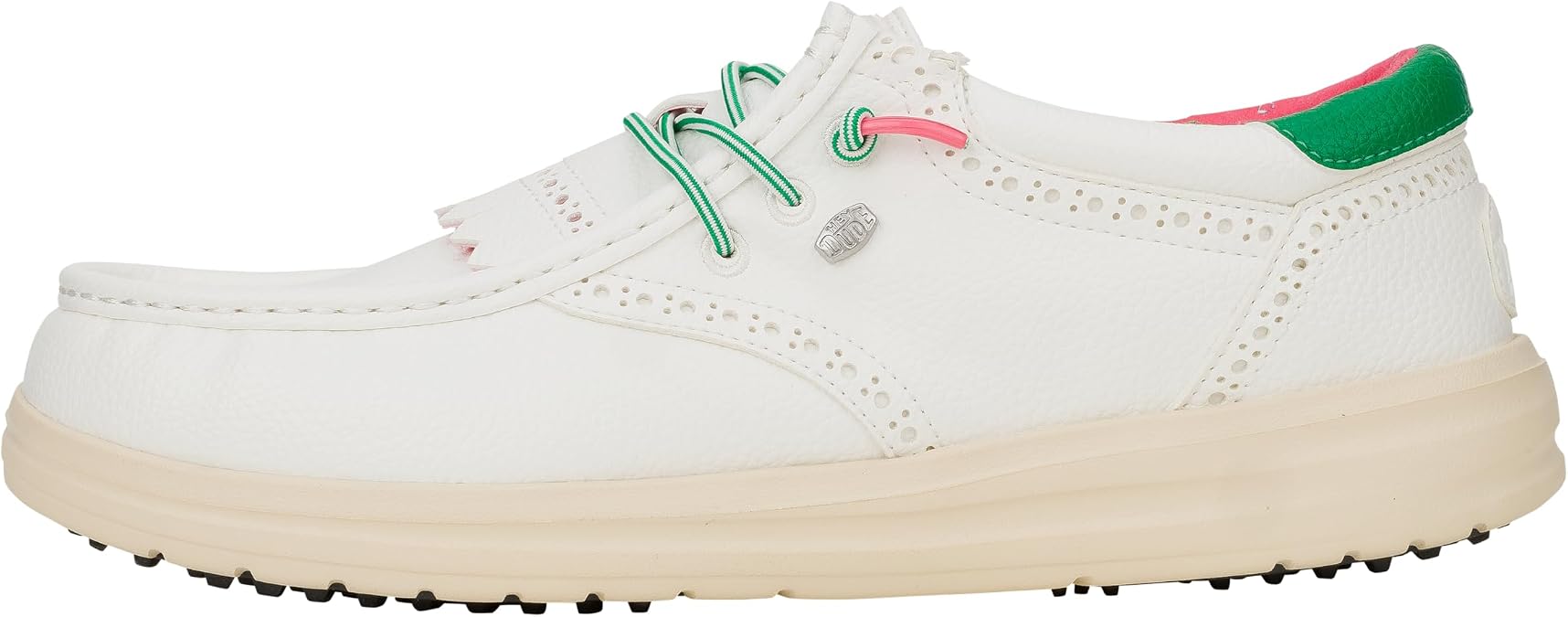 HEYDUDE Women's Wendy Golf Classic Slip On Golf Shoe | Spikeless Traction | Faux Leather Upper, Removable Kiltie, Elastic Laces, Soft Foam Insole, Cushioned Ankle Collar, Relaxed Fit, Flexible Outsole