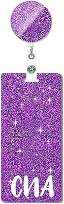 Purple CNA Badge Buddy and Reel Set - Vertical Badge Buddies and Reels Retractable for Nurses - Medical Badge Cards Holder - Nursing Gifts - ID Name Card Accessories B118C6