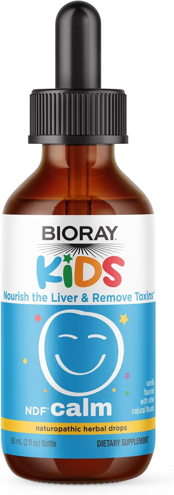 BIORAY Kids NDF Calm, Vanilla - 2 fl oz - Nourish the Liver & Remove Toxins - Non-GMO, Vegan, Gluten Free - 1-2 Month Supply