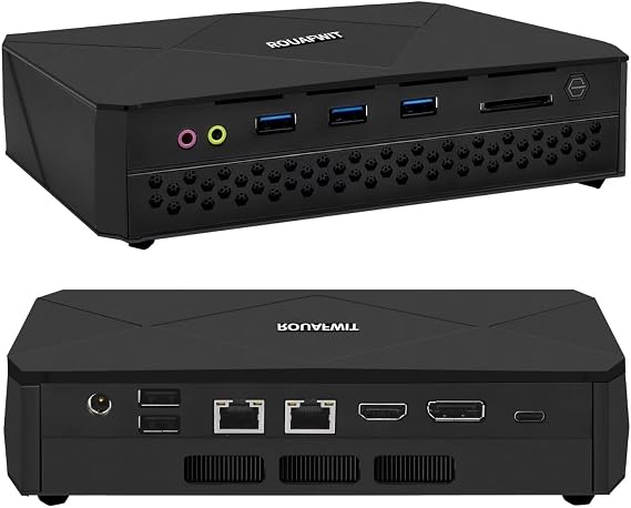 Mini PC Office Ryzen 7 7840HS, DDR5 SODIMM x2, 2xNVMe, 2 x RJ45 LAN, 4K Triple Display, WiFi6, 8G RAM 256G SSD, Ultra-Slim Silent Compact Desktop for Office/Gaming/Design
