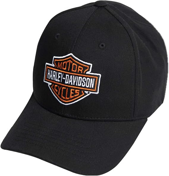 Harley-Davidson Men's Classic B&S Curved Bill Stretch Fit Baseball Cap - Black