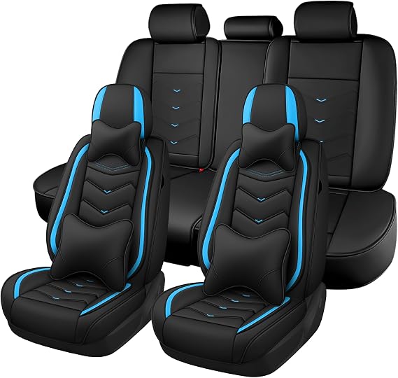 Car Seat Cover for Lexus RX 350 2007-2026, Seat Covers Full Set,Non-Slip Waterproof seat Cover,Wear-Resistant Nappa Leather car seat Covers. (Luxury 5 Seats/Black Blue)