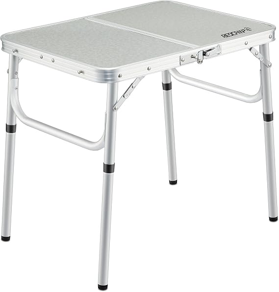 REDCAMP Small Folding Table Adjustable Height 23.6"x15.7"x10.2"/19", Aluminum Camping Table Lightweight