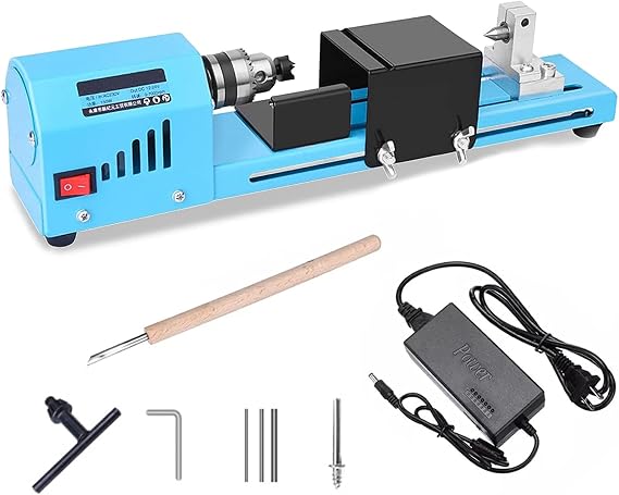 Mini Lathe Beads Polisher Machine,Mini Lathe Machine Tool DIY Woodworking Wood Lathe Milling Machine Grinding Polishing Beads Drill Rotary Tool Set for Table Woodworking