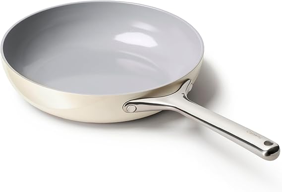 Caraway Nonstick Ceramic Frying Pan (2.7 qt, 10.5") - Non Toxic, PTFE &amp; PFOA Free - Oven Safe &amp; Compatible with All Stovetops (Gas, Electric &amp; Induction) - Cream