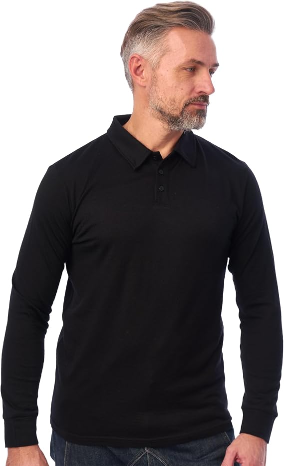 Merino Wool Long Sleeve Polo in Bordo by Merino Tech
