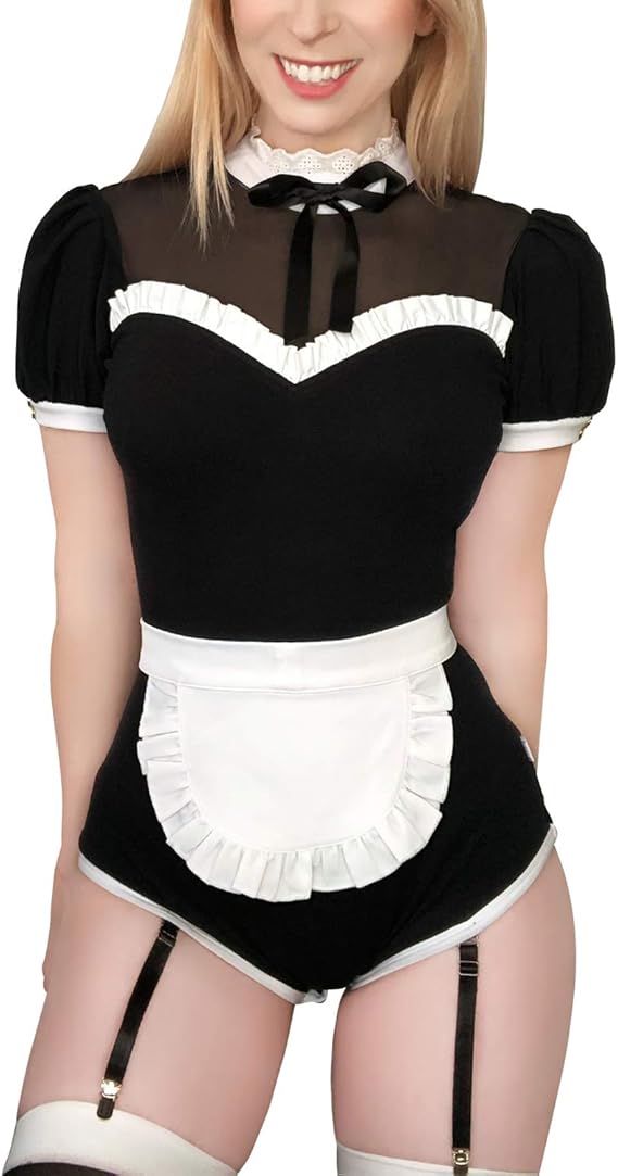 Littleforbig Cotton Romper Onesie Pajamas Bodysuit - Maid Suit