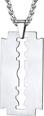 PROSTEEL Mens Stainless Steel Razor Blade Model Dog Tag Pendant Hip Hop Necklace, Punk Rock Jewelry, 22inch-24inch Adjustable, Come with Box