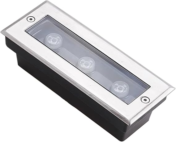 LED In-Ground Light 3W Rectangle Outdoor Recessed Ground Light, IP67 Waterproof Landscape Lighting for Garden, Patio, Poolside Walkway, Stairs and Steps(Green,12V)