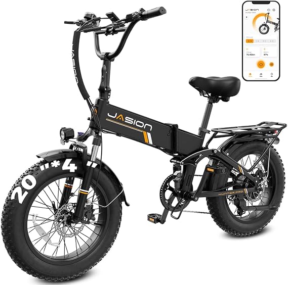 Jasion X-Hunter/ST/PRO Electric Bike for Adults,1800W/1400W Peak 20''Fat Tire Foldable Ebike,Folding E Bike Up to 80/70 Miles Range,720/624WH Removable Battery,30 MPH E Bike,Certified by UL2849