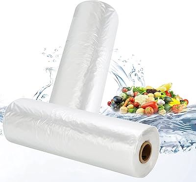 12x16 Plastic Produce Bags on a Roll - Clear Plastic Bags for Food, Vegetable, Fruits, Bread, Pet Bags and Grocery Clear Bag- 350 Bagsroll 2 Roll