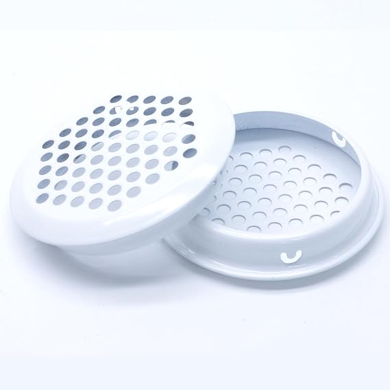Circular Air Vents, White, 2" (53mm), 20Pcs | Stainless Steel, Round Vent Mesh Hole Louver, Soffit Vent, For Kitchen Bathroom Cabinet Wardrobe
