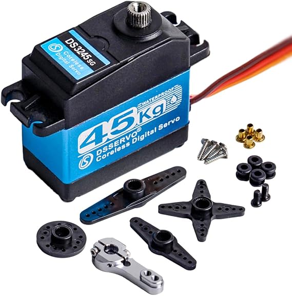 45kg Standard Servo Coreless Steering Servo Motor, High Torque 46kg.cm@ 7.4V, Stainless Steel Gear RC Digital Servo or Robotic DIY, 1/10 1/8 RC Car/Truck/Crawler/Boat (Control Angle 180)