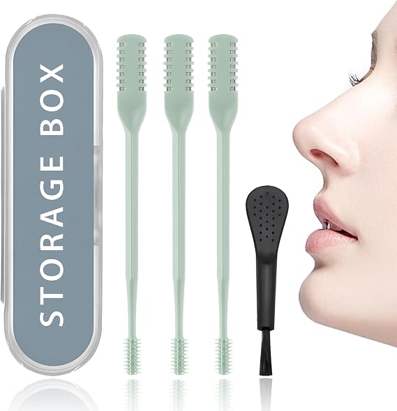 2-in-1 Nasal Hair Cutter Double Sided Manual Nose Hair Trimmer Ear 360 Degree Rotating Nose Hair Trimmer Double Sided Nose Hair Knife for Women and Men (Green)