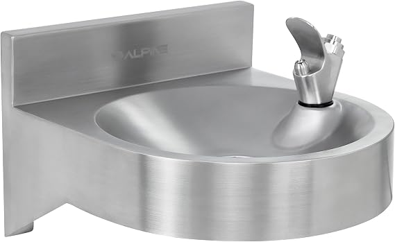 Alpine Water Drinking Fountain Wall Mounted - Commercial Hydration Station for Indoor & Outdoor in School, Parks, Courts & More (Stainless Steel)