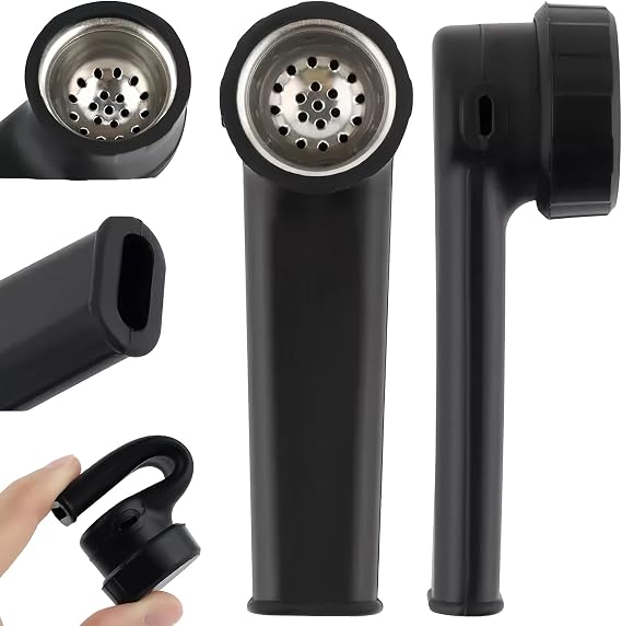 Silicone Smoking Pipe, Pocket Size with Sealing Cap and Metal Bowl, Heat Resistant Chunky Beautiful Gift for Father Husband and Collector Enthusiast, Easy to Clean, Black