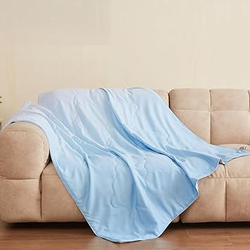 THXSILK Mulberry Silk Throw Blanket, Ombre Gradient Design, 100% Natural Mulberry Silk Filling, Compact for Sofa Couch, Travel & Camping, Machine Washable Decorative Accent Piece(Ocean Blue, 50"x60")