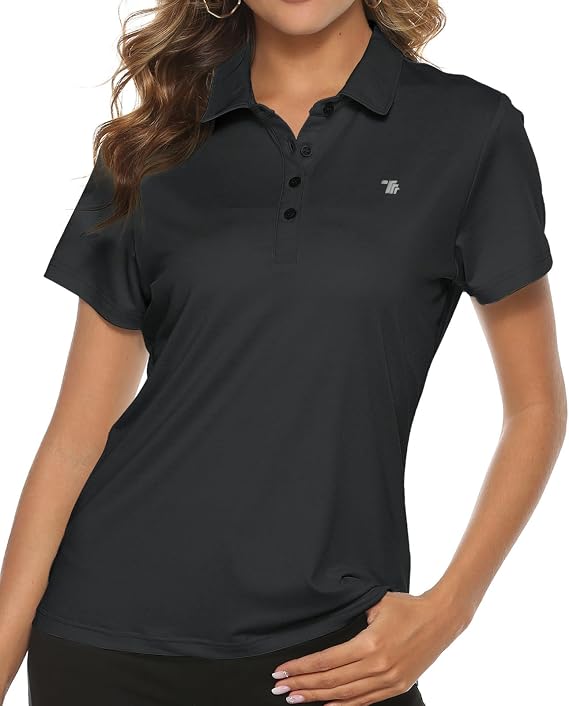 TBMPOY Women's Golf Polo Short Sleeve Shirts Lightweight Moisture Wicking Collared T Shirt Quick Dry 4-Button