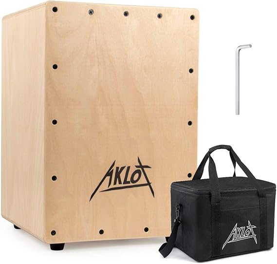 AKLOT Cajon,12 * 12 * 18 inch Box Drum Full Size Percussion Instrument Cajons with Internal Adjustable Snares Birch Wood Compact
