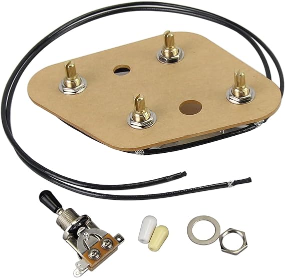 FLEOR Pre-wired Guitar Circut Wiring Kit 2T2V 500K 473J 200V 0.047uF 3 Way Switch Circuit for LP Guitar Part