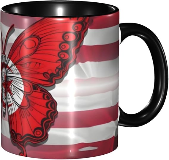 Tunis tunisians flag butterfly usa friendship Coffee Mug Funny Novelty Ceramic Tea Cup Microwave Safe Office And Home Ideal Cup For Men Women