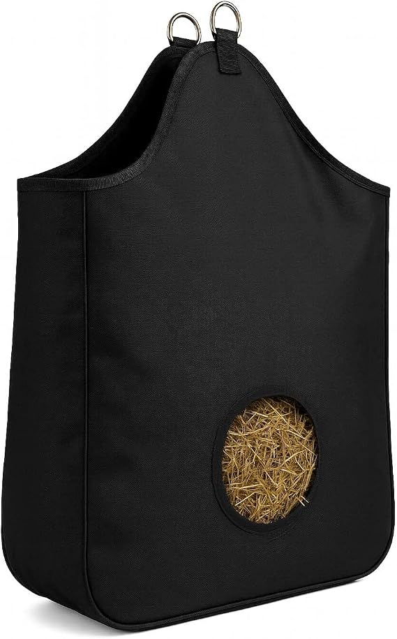 AJ Tack Hay Bag, 600D PVC Nylon, 2-Flake, 7 in Opening Black