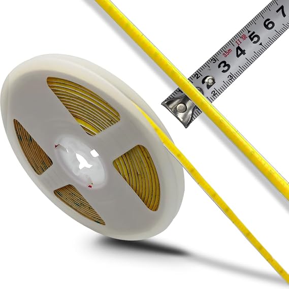 DC24V 5MM Thin PCB 2700k-6500k CCT Premium High Brightness Warm Cool Dual White COB LED Strip Flexible High Density Chips CRI 90+ UHB White Light 5M (600LEDs/Meter)