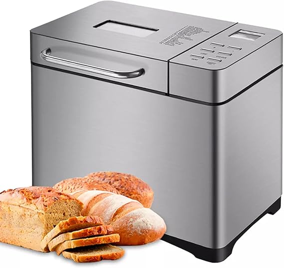Bread Maker, Large 17-in-1 Smart Bread Machine with Auto Fruit Nut Dispenser, 3 Loaf Sizes 3 Crust Colors, Yogurt PROG, Recipes, 1 Hour Keep Warm Function, for Home, Kitchen