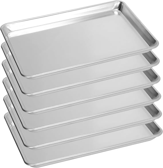 6 Pack Aluminum Baking Sheet Pan, 21 x 15 in | NSF, Aluminum Commercial Cookie Sheets, Non-Stick, Oven Safe Up to 500F