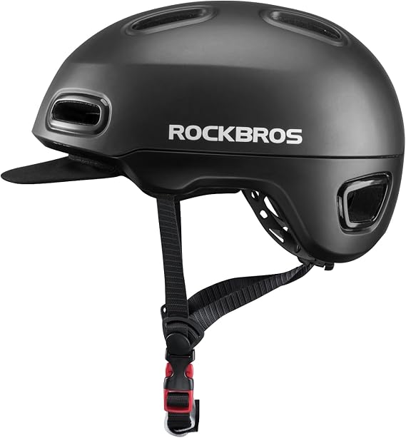 ROCKBROS Bicycle Helmet, Lightweight, For Commuting, Adults, Head Circumference: 22.4 - 24.0 inches 57 - 61 cm,  with Visor, Junior High School Students, City Commuter, Urban Style, Women's | メンズ 男女兼用