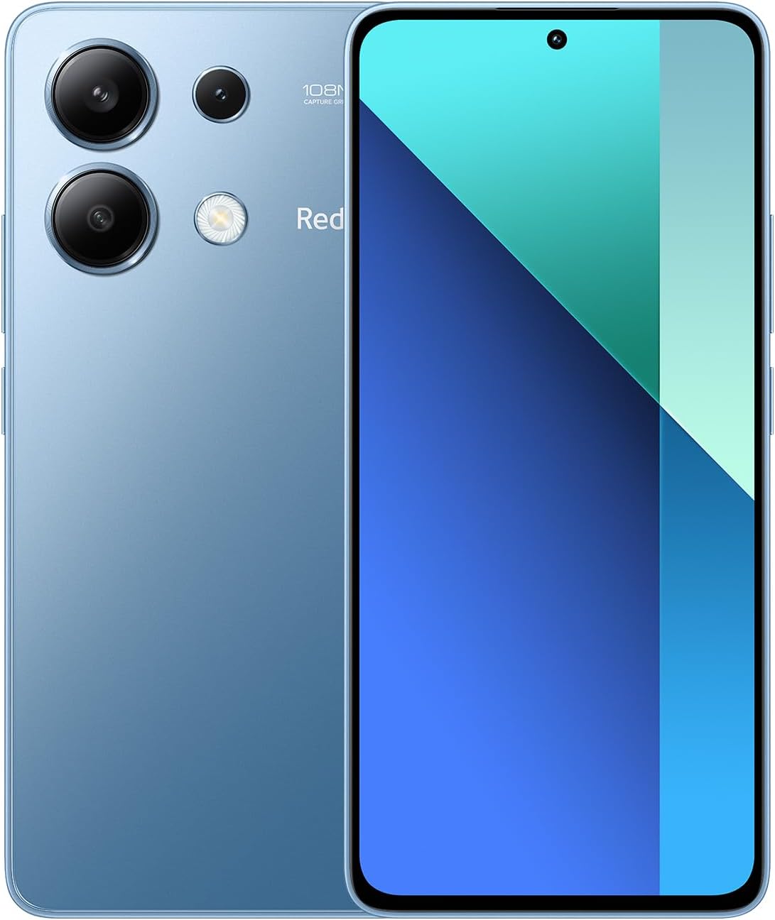 XIAOMI Redmi Note 13 Ice Blue - Smartphone 6128GB, Snapdragon 685, 6nm process, 108MP triple camera, 120Hz FHD AMOLED, 33W fast charging, dust and water protection UK Version