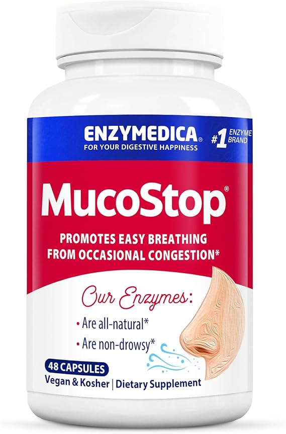 Enzymedica MucoStop Caps - Helps Clear Mucus - 48 Capsules