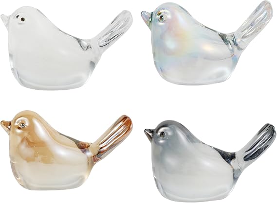 4Pcs Crystal Bird Figurines Decorative Bird Statue Beautiful Crystal Bird Decor Compact Crystal Bird Ornament Clear Glass Bird Decoration for Living Room Bedroom Office Desktop
