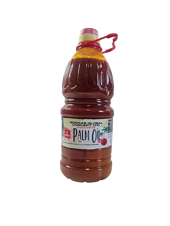 Red Palm Oil Pure Red Palm Oil for Cooking Natural African Palm Fruit Oil, Authentic Pure Red Oil for Stews, Sauces, and More, 3 Liters