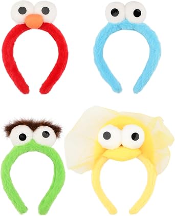 Plush Eyes Headbands, Kids Party Accessories, 4 Piece Set