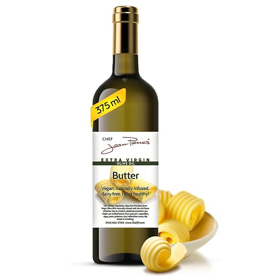 Chef Jean Pierre's Butter Olive Oil - Naturally Infused, 375(12.50oz) Glass Bottle - Elevate Your Dishes with a Burst of Flavorful Sophistication