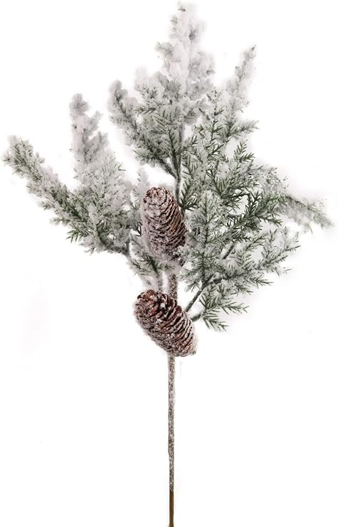 4PC 20-Inch Snow Pine Cone Picks - Set of 6, Realistic & Durable - Perfect for Christmas, Winter Holiday Decor - Ideal for Home, Office, Indoor/Outdoor Centerpieces - Versatile Seasonal Decoration
