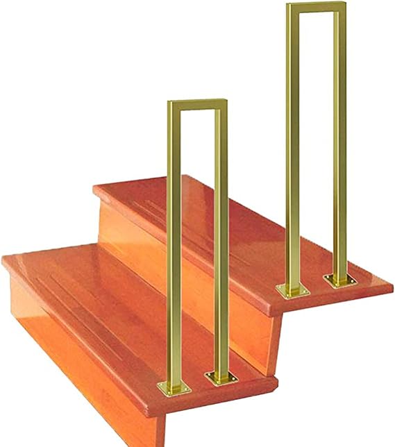 Gold U-Shaped Wrought Iron Handrail Complete Kit,Safety Non-Slip Staircase Railings,for Loft Villa Balcony Garden Corridor Fence Support Rod,1Pcs(Size:55cm/1.8 ft)