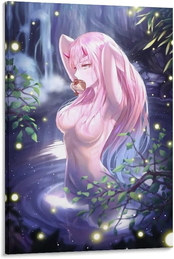 Painting Wall Hanging Yandelee Mesmerizing Anime Girl Interior Poster Canvas Painting Large Cute Anime Art Panel Wall Decor Modern Art Eco Material Waterproof Lightweight Easy to Install Housewarming