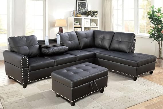 Modern Sofa Set Furniture Sofa Set Multifunctional Back Cushion & Ottoman Storage Chair (Right Facing, F09912B)