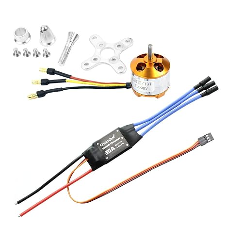QWinOut A2212 1000KV Brushless Outrunner Motor 13T + 30A Speed Controller ESC for DIY RC Drone Aircraft KK 4 Axle Copter UFO (1 Set)