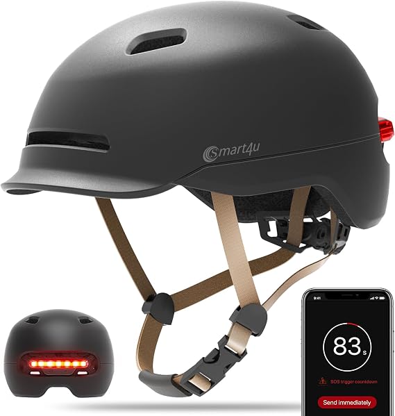 Smart4u SH50U Smart Bike Helmet with Light, Bicycle Helmet with Rear Light | Brake Warning Light | Fall Detection, CPSC Certified, Bike Helmet for Adults Men Women, Bicycle Helmet for Urban Commuter