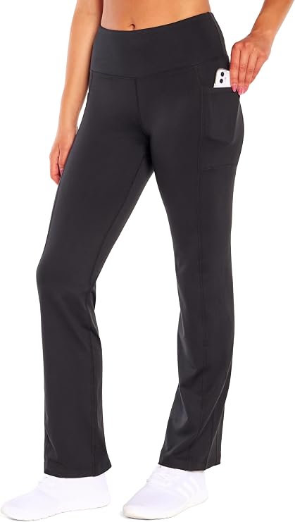Bally Total Fitness Womens Flare Comfort High Rise Pocket Pant