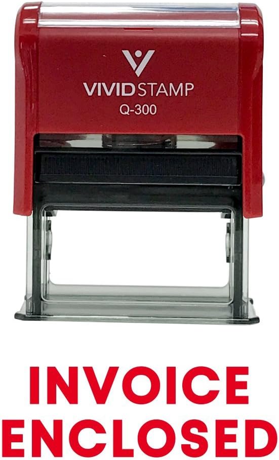 Invoice Enclosed Self Inking Rubber Stamp (Red Ink) - Large
