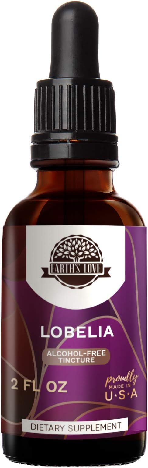 Earth's Love - Lobelia Alcohol-Free Herbal Extract Tincture, Super-Concentrated Responsibly farmed (Ban Bian Lian, Lobelia spp.) Dried Herb (2 Fl Oz)