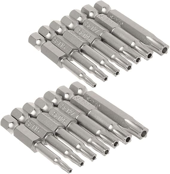 5 Point Security Star Torx Screwdriver Bits Set 14Pcs Security Star Torx Screwdriver Bits 5-Pointed Screwdriver Bit for Electric Hand Screw Driver Drill Bits, 50mm Length