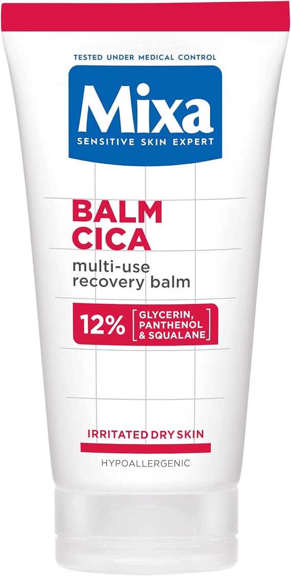 Mixa Multi-Use Balm Cica Recovery Balm Irritated Dry Skin Lips 50ml | With 12% Glycerin Panthenol and Squalane, Suitable For Face Body and Lips, Hypoallergenic, Multi-Use Recovery Balm, 50ml