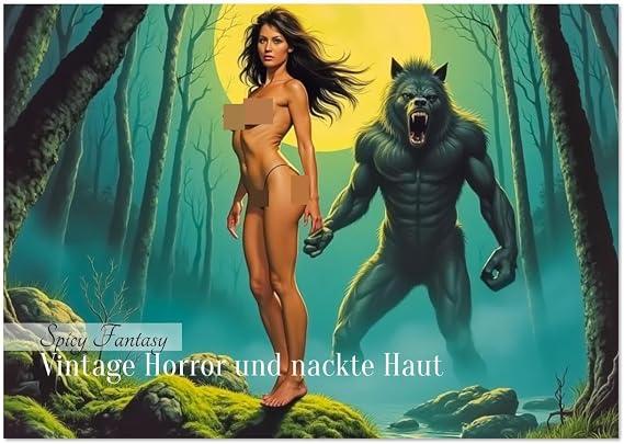Spicy Fantasy - Vintage Horror und nackte Haut (Wandkalender 2026 DIN A4 quer), CALVENDO Monatskalender