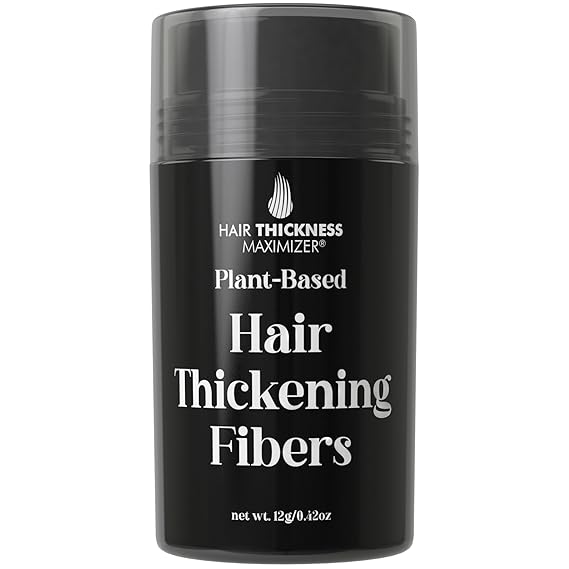 Hair Fibers for Thinning Hair for Women, Men. Plant-Based Formula for Instant Hairline & Bald Spot Coverage. Non-Itchy, Easy to Wash Out Black