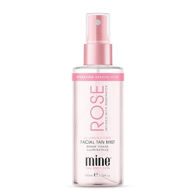 Minetan Rose Face Tan Mist | Clear Facial Self Tanning Spray | Gradual Daily Sunless Tanner, Infused | Soothing Rose Water & Vitamin C, Hydrating, Golden Glow Skin Finish | 3.38 Fl Oz